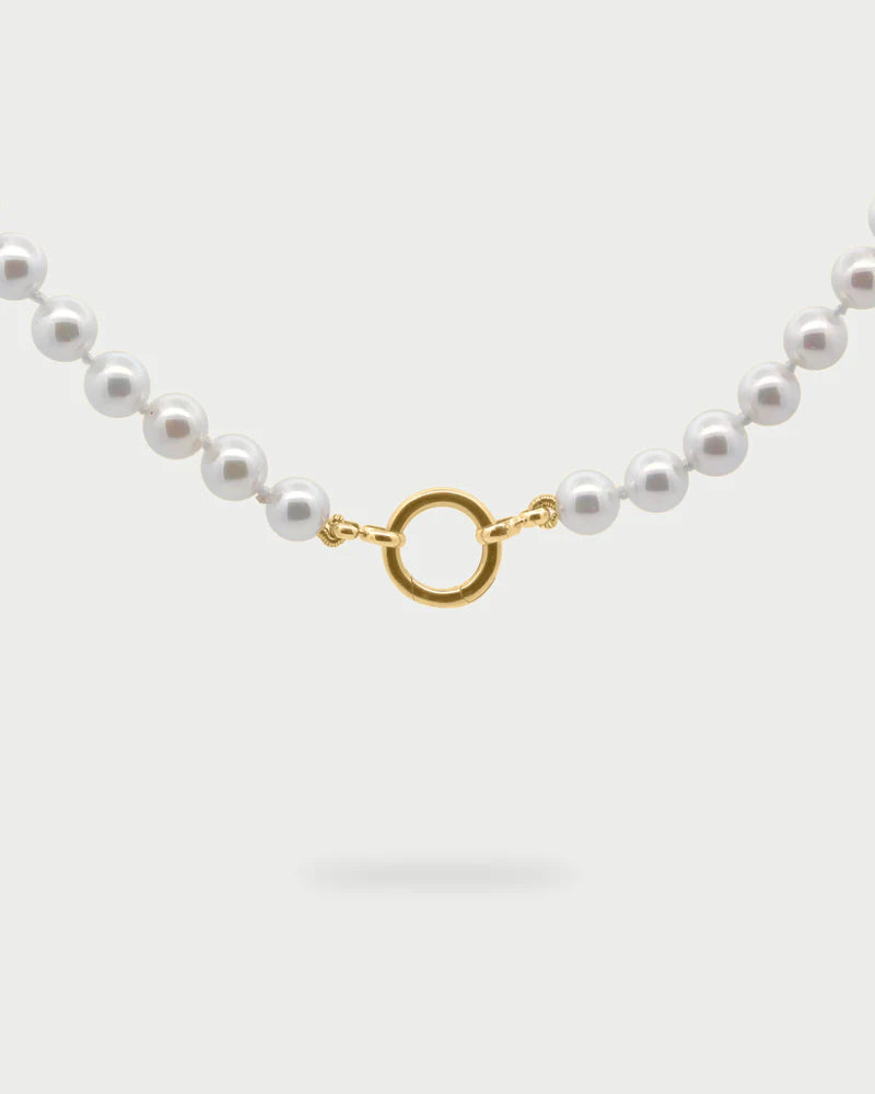 CHARM BAR - COLLANA GIROCOLLO PERLE CON MOSCHETTONE DORATO