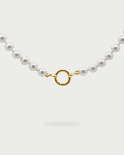 CHARM BAR - COLLANA GIROCOLLO PERLE CON MOSCHETTONE DORATO