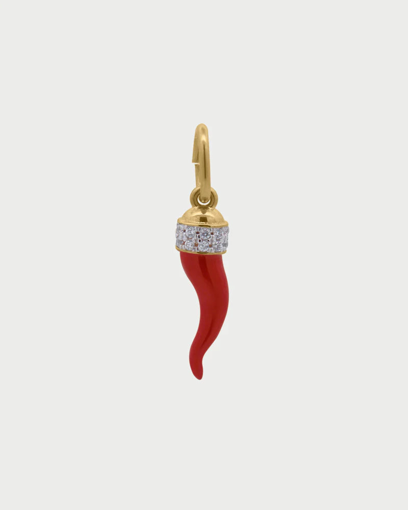 CHARM BAR - CIONDOLO CORNO SMALTO ROSSO