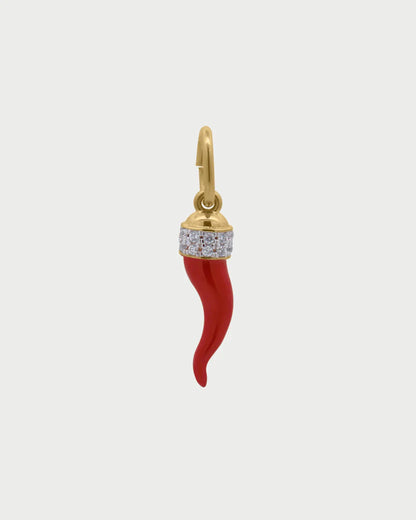 CHARM BAR - CIONDOLO CORNO SMALTO ROSSO
