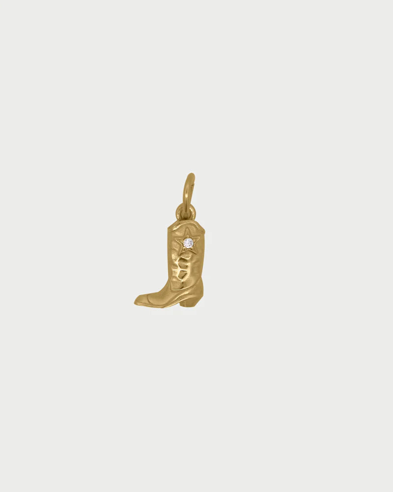 CHARM BAR - CIONDOLO STIVALE ARGENTO DORATO E ZIRCONE BIANCO
