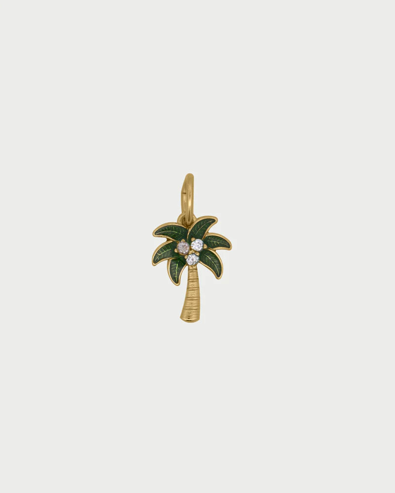 CHARM BAR - CIONDOLO PALMA ARGENTO DORATO E SMALTO VERDE