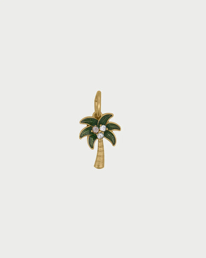 CHARM BAR - CIONDOLO PALMA ARGENTO DORATO E SMALTO VERDE