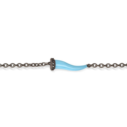 BRACCIALE CORNO AZZURRO CON DIAMANTI NERI