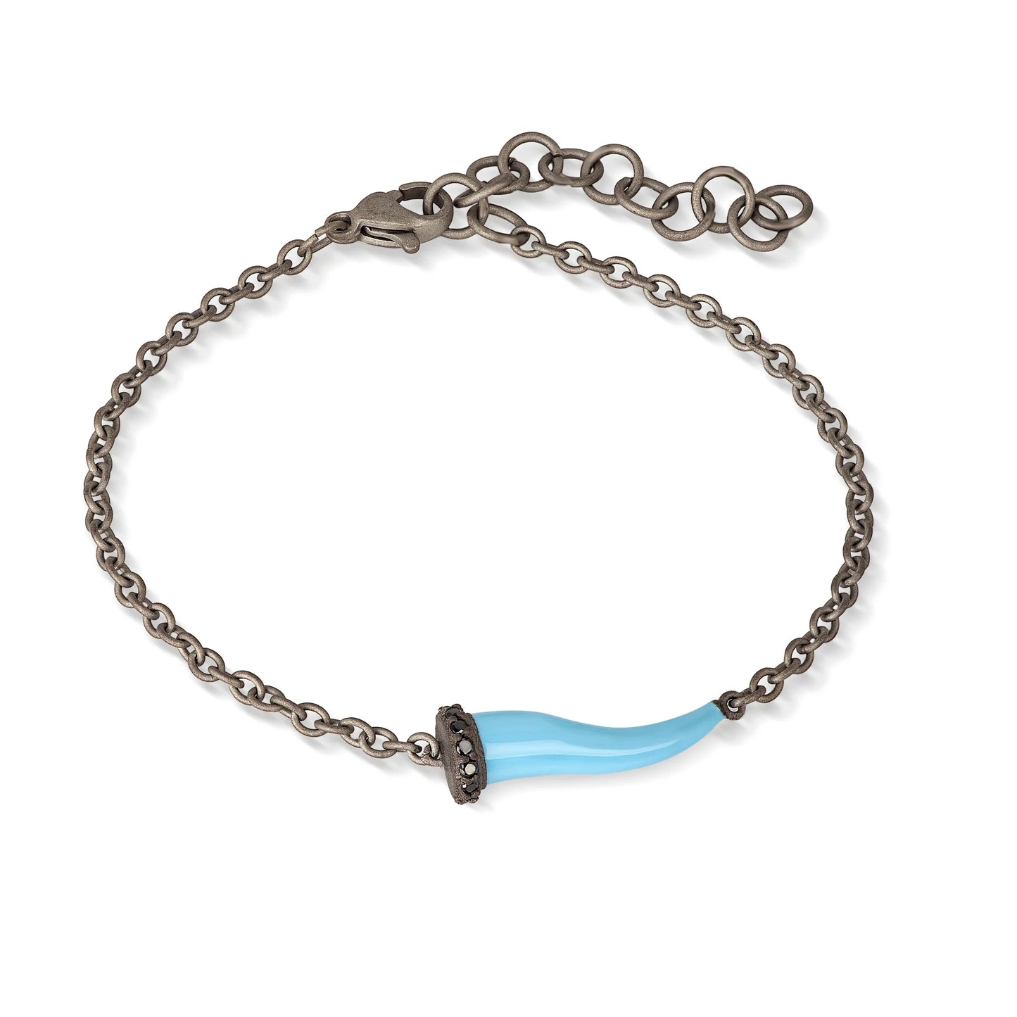 BRACCIALE CORNO AZZURRO CON DIAMANTI NERI