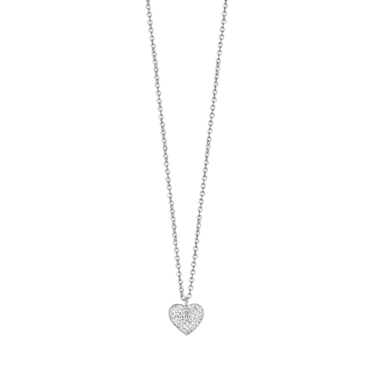 LUCA BARRA - COLLANA DONNA IN ACCIAIO CON CUORE E CRISTALLI BIANCHI