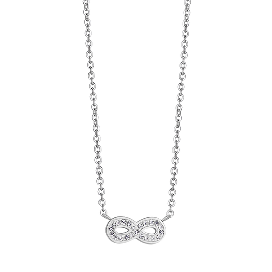 LUCA BARRA - COLLANA DONNA IN ACCIAIO CON INFINITO E CRISTALLI BIANCHI