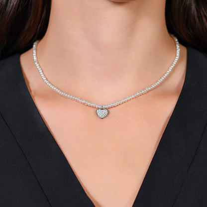 LUCA BARRA - COLLANA DONNA IN ACCIAIO PERLE E CUORE