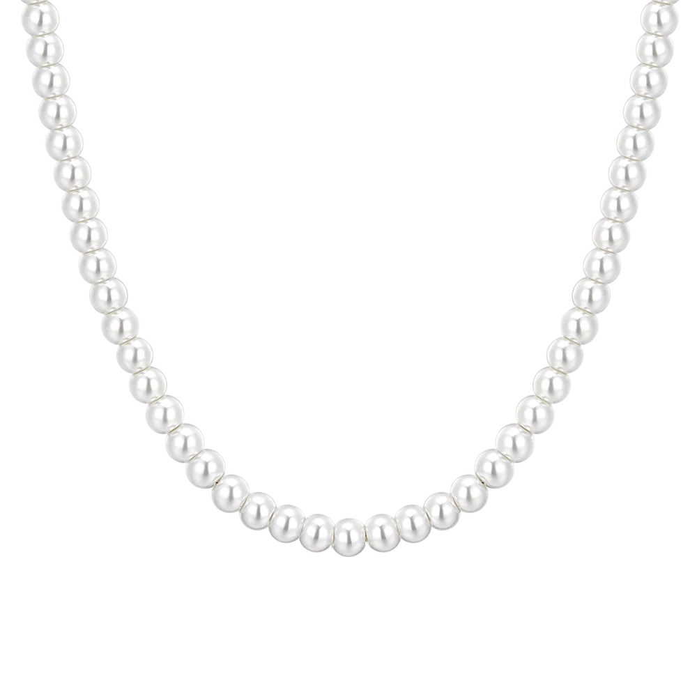 LUCA BARRA - COLLANA DONNA IN ACCIAIO CON PERLE BIANCHE