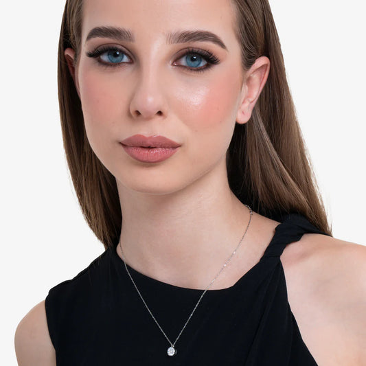 LUCA BARRA - COLLANA DONNA IN ACCIAIO CON CRISTALLO BIANCO