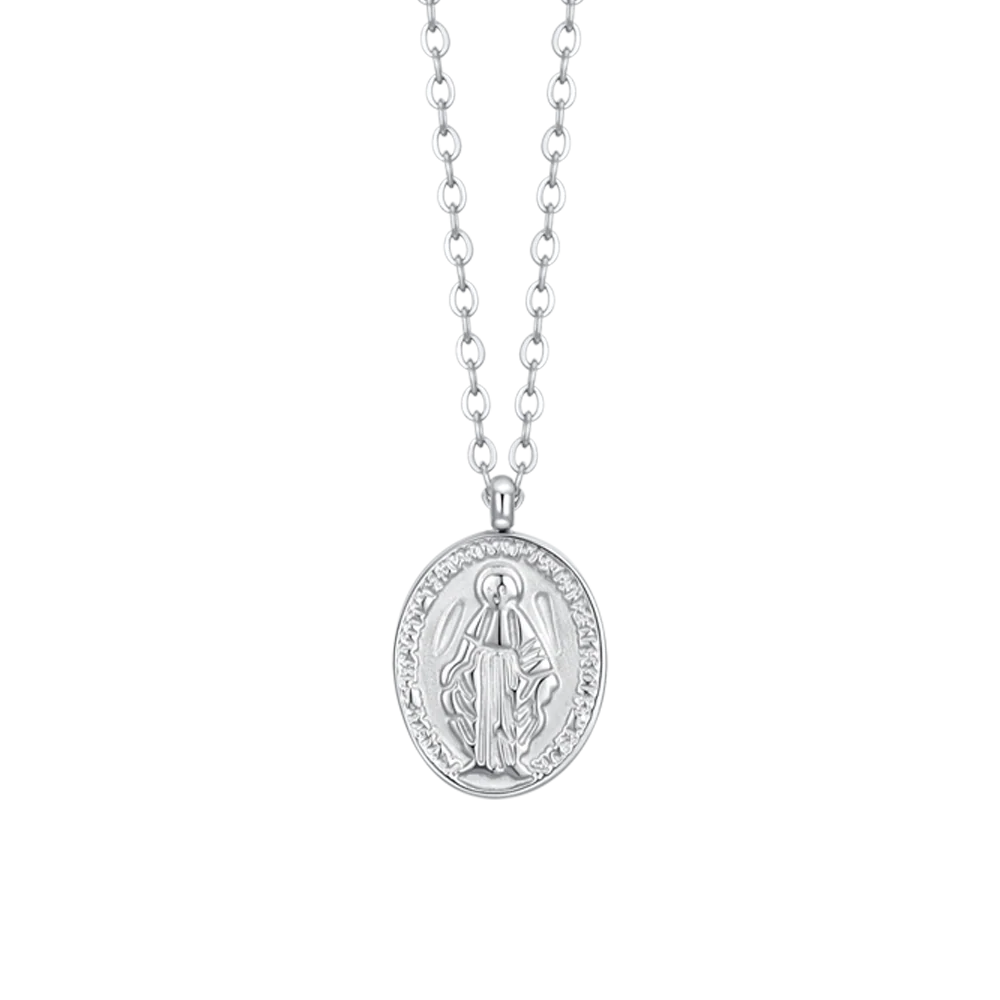 LUCA BARRA - COLLANA DONNA IN ACCIAIO, MEDAGLIETTA CON MADONNINA MIRACOLOSA