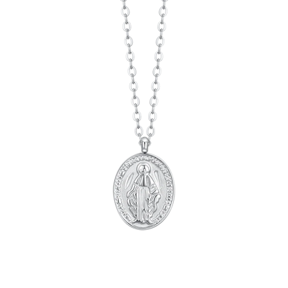LUCA BARRA - COLLANA DONNA IN ACCIAIO, MEDAGLIETTA CON MADONNINA MIRACOLOSA