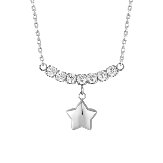 LUCA BARRA - COLLANA DONNA IN ACCIAIO CON STELLA E ZIRCONI BIANCHI