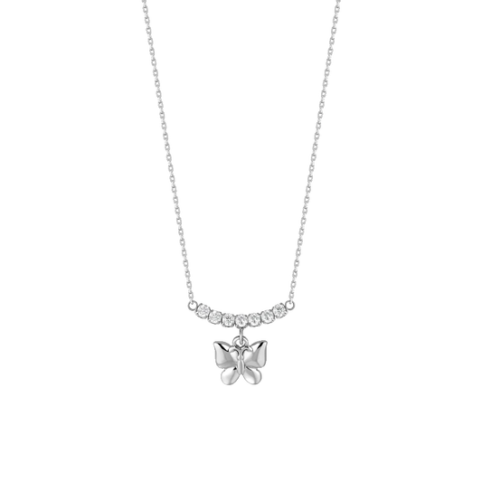 LUCA BARRA - COLLANA DONNA IN ACCIAIO CON FARFALLA E ZIRCONI BIANCHI