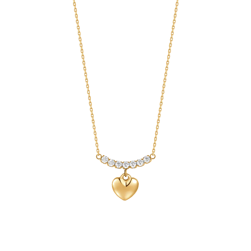 LUCA BARRA - COLLANA IN ACCIAIO IP GOLD CON CUORE E ZIRCONI BIANCHI
