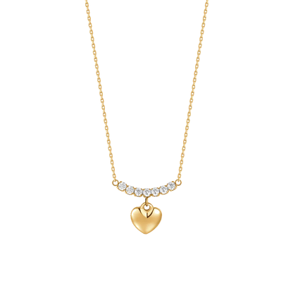 LUCA BARRA - COLLANA IN ACCIAIO IP GOLD CON CUORE E ZIRCONI BIANCHI