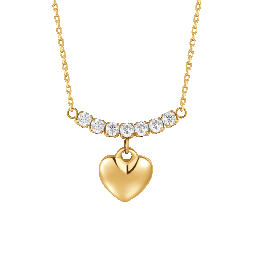 LUCA BARRA - COLLANA IN ACCIAIO IP GOLD CON CUORE E ZIRCONI BIANCHI