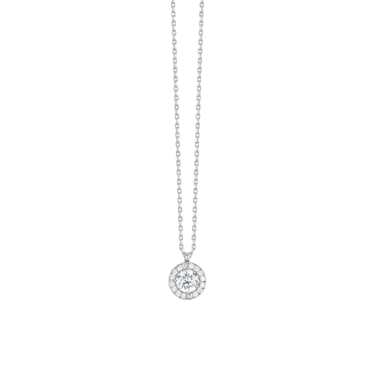 LUCA BARRA - COLLANA IN ACCIAIO CON ELEMENTO CON ZIRCONI BIANCHI