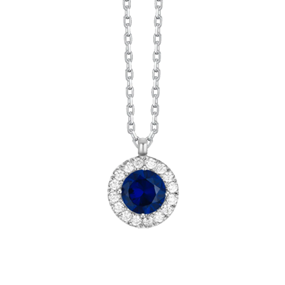 LUCA BARRA - COLLANA CON ELEMENTO CON ZIRCONI BLU E BIANCHI