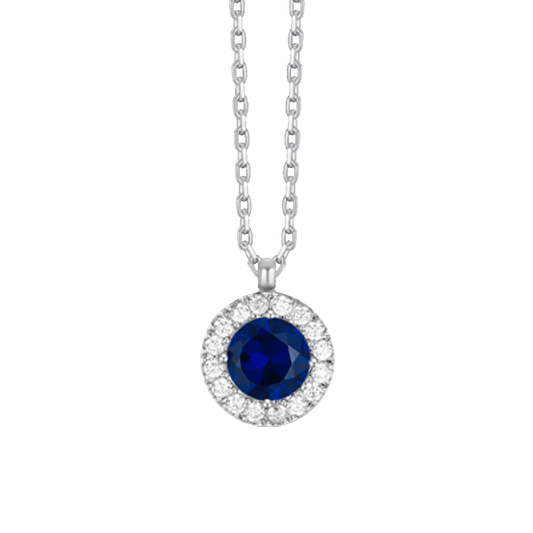 LUCA BARRA - COLLANA CON ELEMENTO CON ZIRCONI BLU E BIANCHI