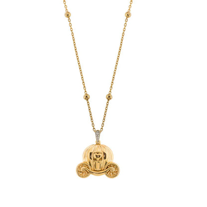 COLLANA LUNGA CON CIONDOLO CARROZZA ARGENTO DORATO