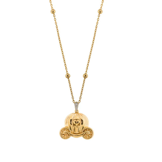 COLLANA LUNGA CON CIONDOLO CARROZZA ARGENTO DORATO