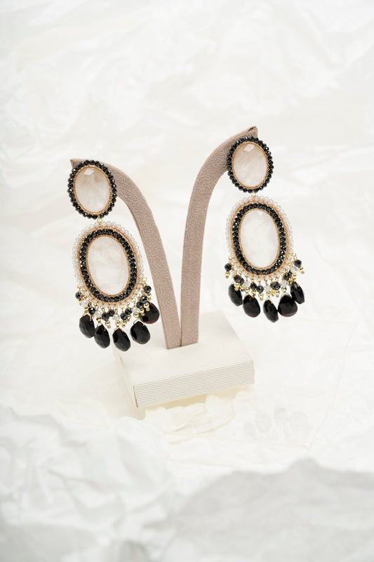 SICYLUI - ORECCHINI PENDENTI CON ZIRCONI E ONICE