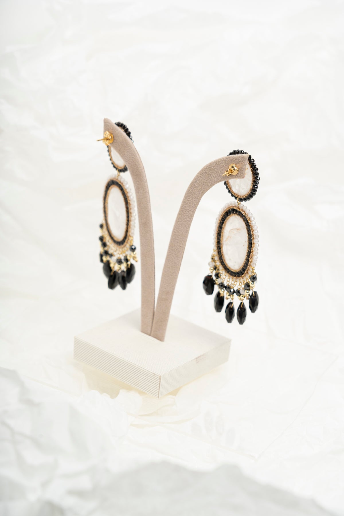 SICYLUI - ORECCHINI PENDENTI CON ZIRCONI E ONICE