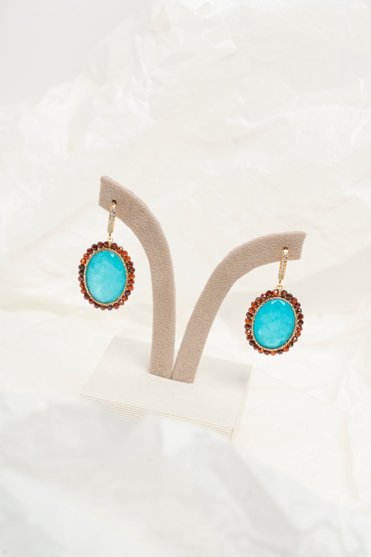 SICYLUI - ORECCHINI ARGENTO DORATO CON ZIRCONE TURCHESE