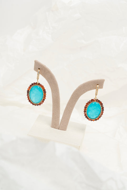 SICYLUI - ORECCHINI ARGENTO DORATO CON ZIRCONE TURCHESE