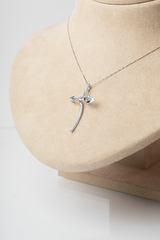 TRAMONTANO - COLLANA CROCE FANTASIA IN DIAMANTI E ORO BIANCO