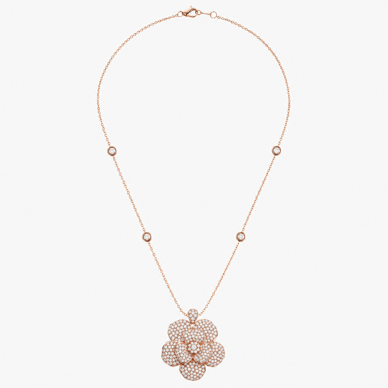 LEO PIZZO - COLLANA NILUFAR ORO ROSE' E DIAMANTI TAGLIO BRILLANTE