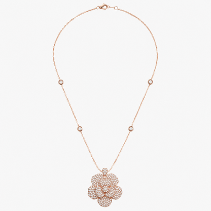 LEO PIZZO - COLLANA NILUFAR ORO ROSE' E DIAMANTI TAGLIO BRILLANTE