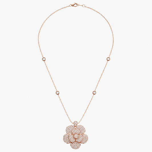 LEO PIZZO - COLLANA NILUFAR ORO ROSE' E DIAMANTI TAGLIO BRILLANTE