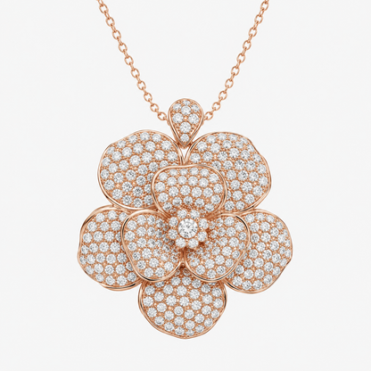 LEO PIZZO - COLLANA NILUFAR ORO ROSE' E DIAMANTI TAGLIO BRILLANTE