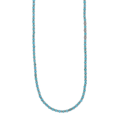 GOYATE' - COLLANA UOMO IN ACCIAIO CON SFERE PIETRE TURCHESI