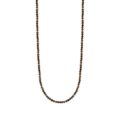 GOYATE' - COLLANA UOMO IN ACCIAIO E PIETRE SFERICHE MARRONI