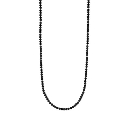 GOYATE' - COLLANA UOMO IN ACCIAIO E PIETRE SFERICHE LISCE NERE