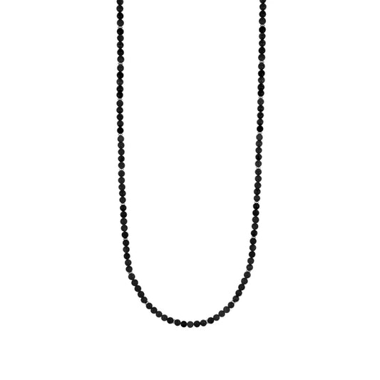 GOYATE' - COLLANA UOMO IN ACCIAIO E PIETRE SFERICHE LISCE NERE