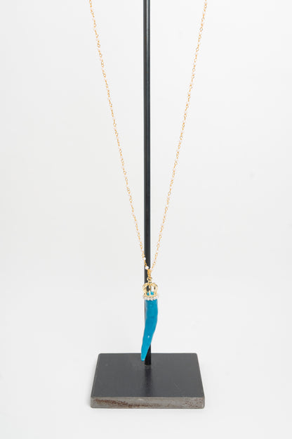 SICYLUI - COLLANA CORNO IN CERAMICA TURCHESE E CORONA