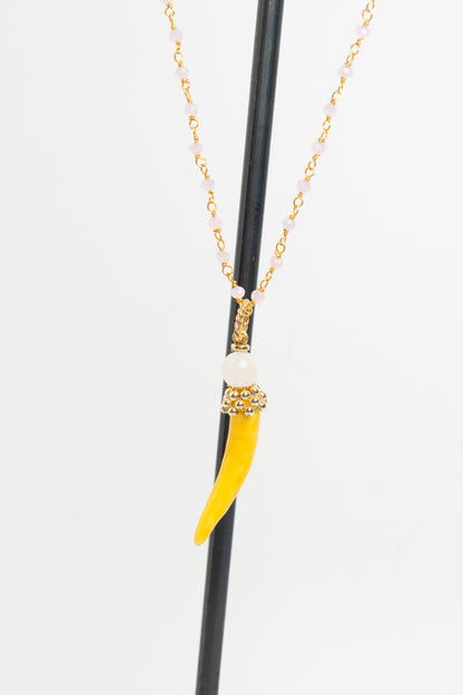 SICYLUI - COLLANA CORNO PICCOLO IN CERAMICA GIALLO
