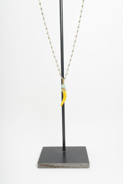 SICYLUI - COLLANA CORNO PICCOLO IN CERAMICA GIALLO