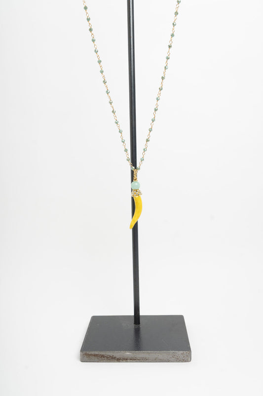 SICYLUI - COLLANA CORNO PICCOLO IN CERAMICA GIALLO