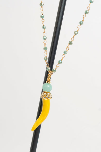 SICYLUI - COLLANA CORNO PICCOLO IN CERAMICA GIALLO