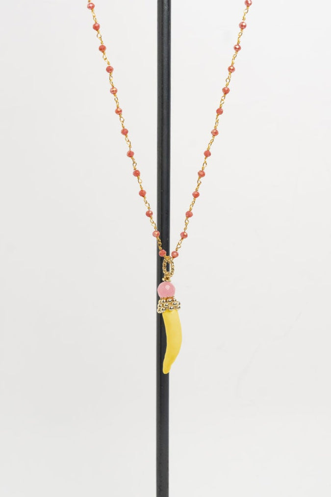 SICYLUI - COLLANA CORNO PICCOLO IN CERAMICA GIALLO