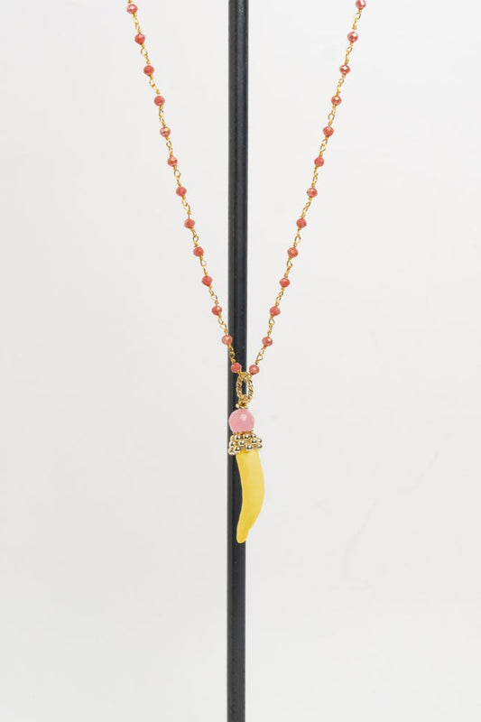 SICYLUI - COLLANA CORNO PICCOLO IN CERAMICA GIALLO