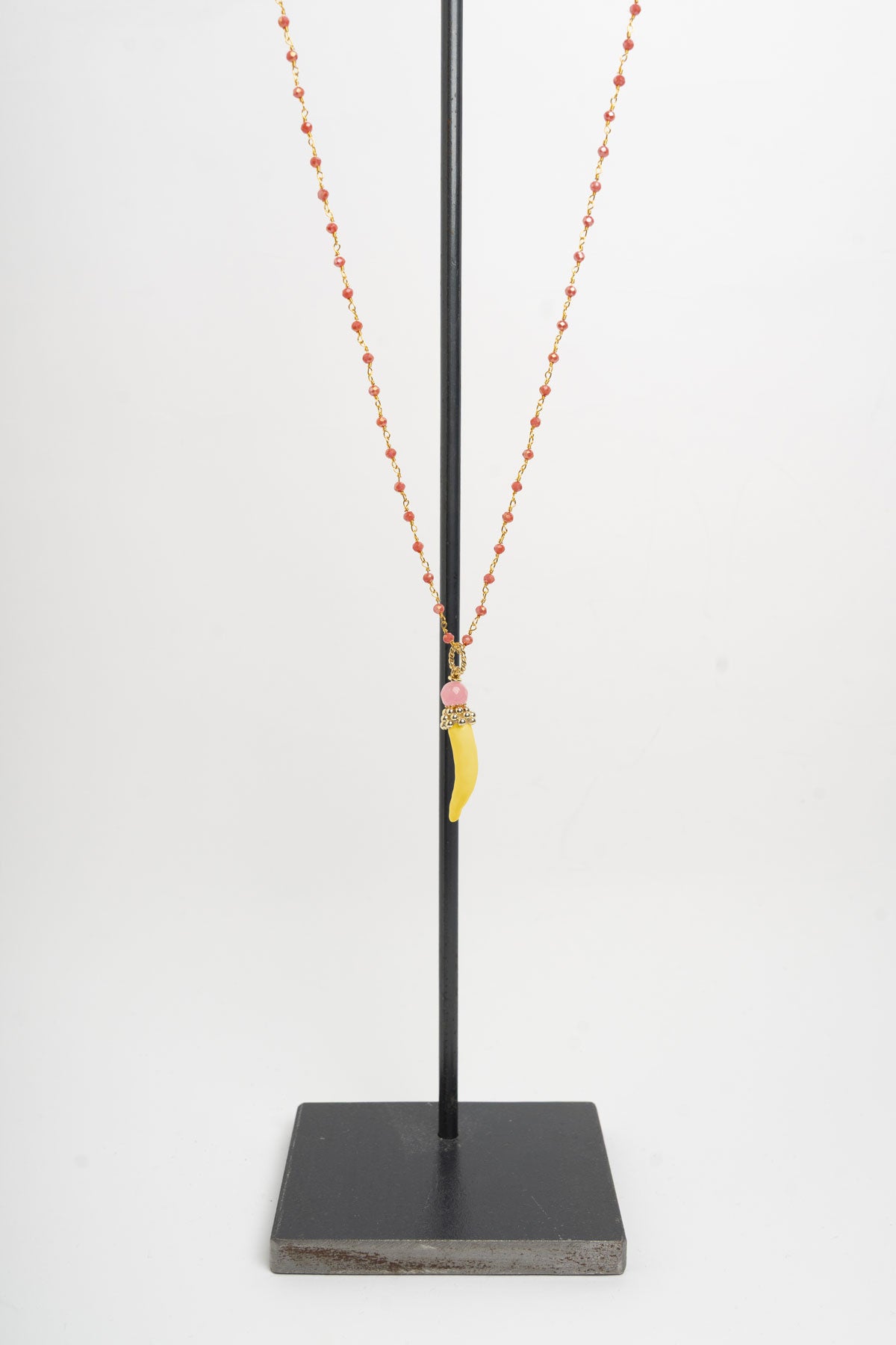 SICYLUI - COLLANA CORNO PICCOLO IN CERAMICA GIALLO