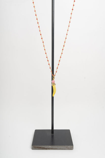SICYLUI - COLLANA CORNO PICCOLO IN CERAMICA GIALLO