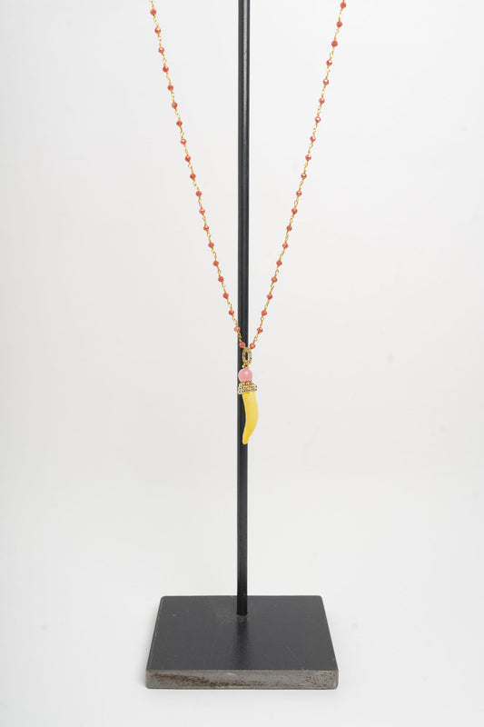 SICYLUI - COLLANA CORNO PICCOLO IN CERAMICA GIALLO