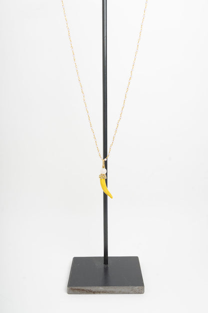 SICYLUI - COLLANA CORNO PICCOLO IN CERAMICA GIALLO